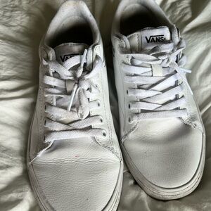 Vans white leather size 8